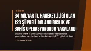 34 Milyar TL Hareketliliği Olan 123 Şüpheli Dolandırıcılık ve Bahis Operasyonunda Yakalandı