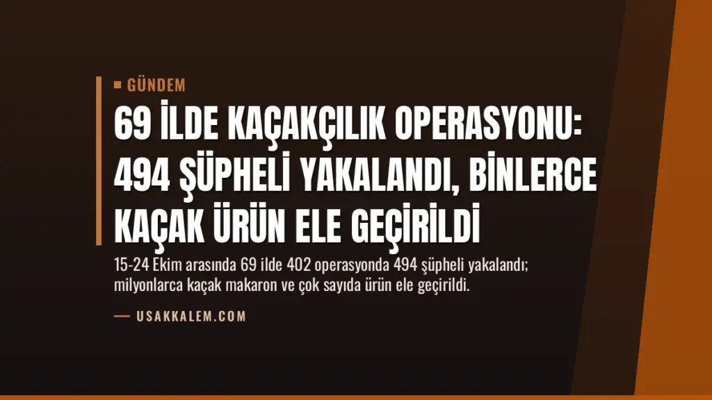 69 İlde Kaçakçılık Operasyonu: 494 Şüpheli Yakalandı, Binlerce Kaçak Ürün Ele Geçirildi