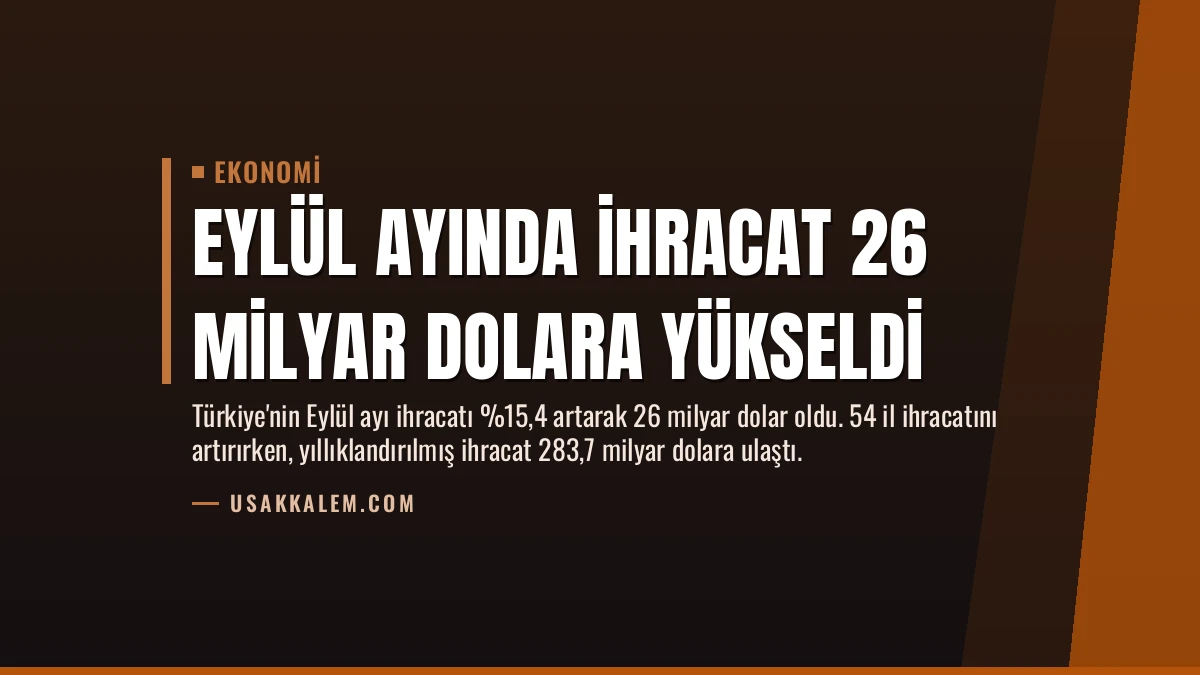 Eylül Ayında İhracat 26 Milyar Dolara Yükseldi
