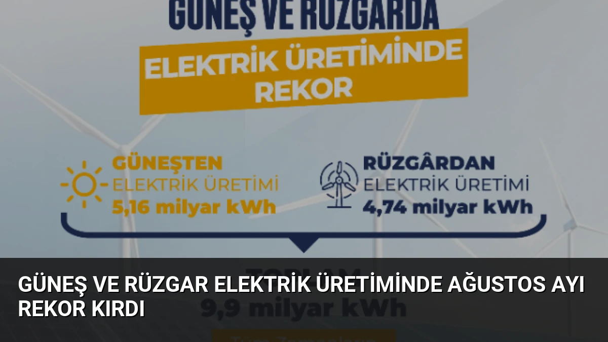 Güneş ve Rüzgar Elektrik Üretiminde Ağustos Ayı Rekor Kırdı