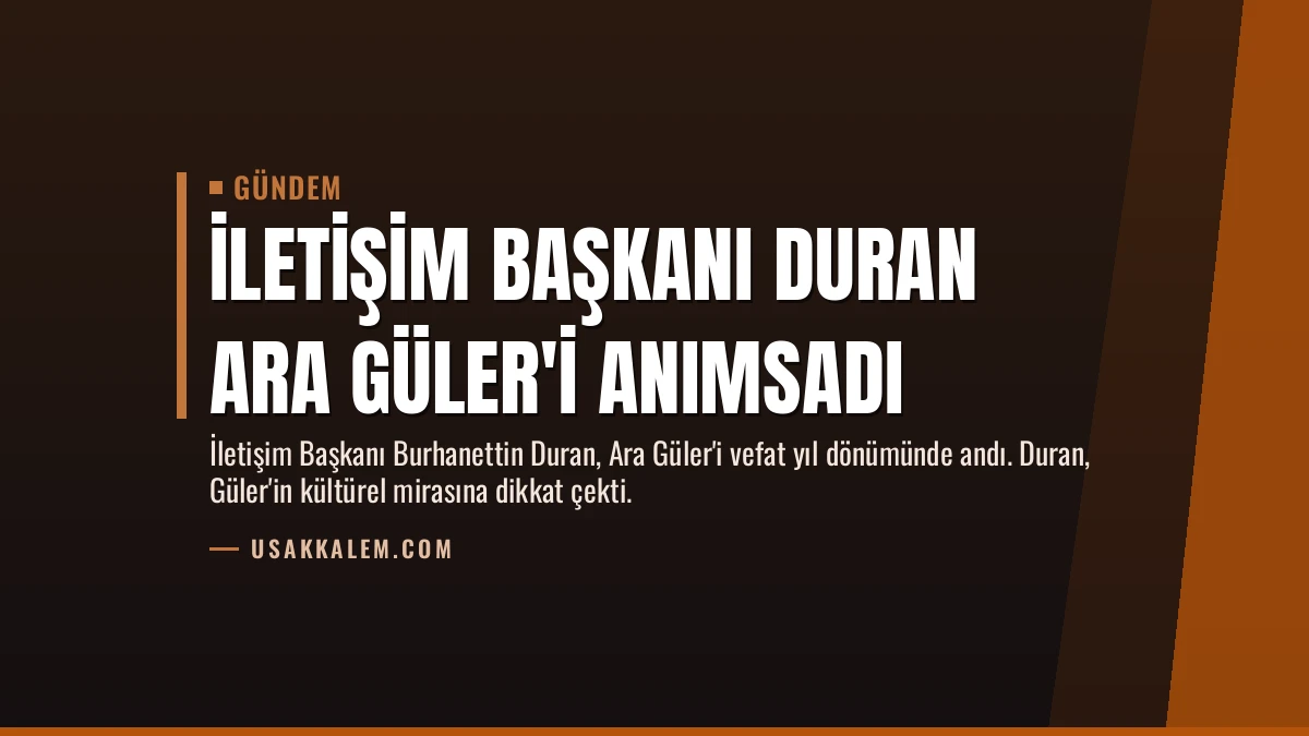 İletişim Başkanı Duran Ara Güler’i Anımsadı
