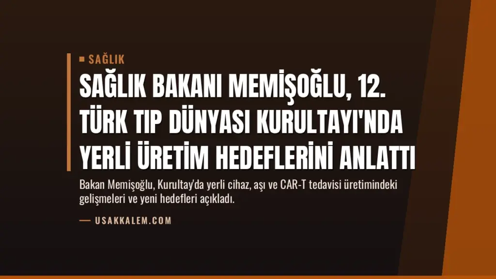 Sağlık Bakanı Memişoğlu, 12. Türk Tıp Dünyası Kurultayı'nda Yerli Üretim Hedeflerini Anlattı