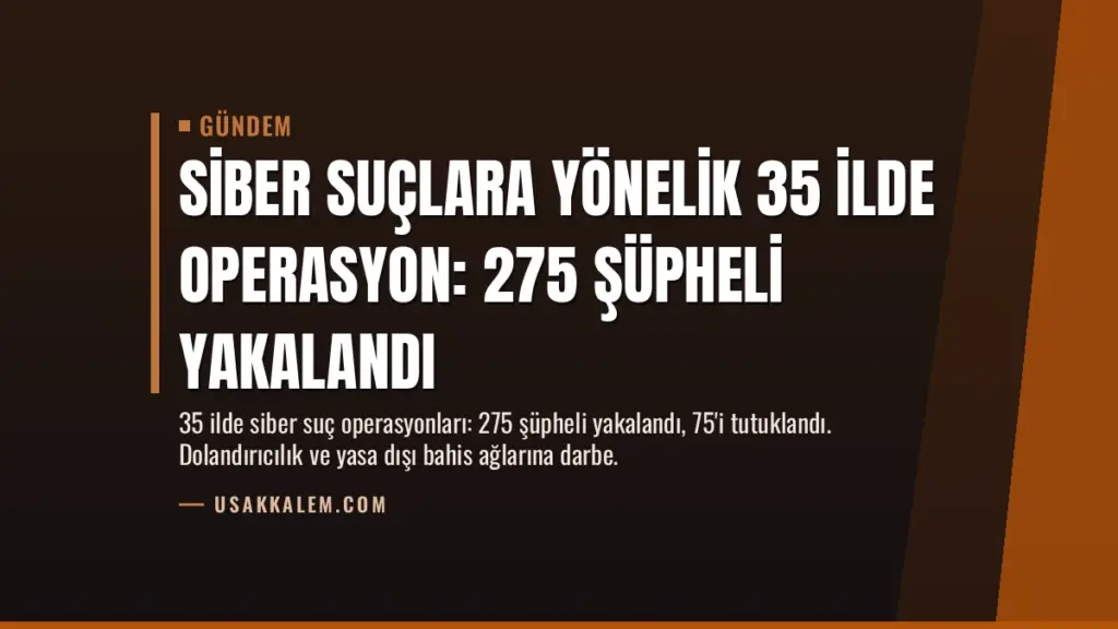 Siber Suçlara Yönelik 35 İlde Operasyon: 275 Şüpheli Yakalandı