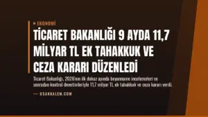 Ticaret Bakanlığı 9 Ayda 11,7 Milyar TL Ek Tahakkuk ve Ceza Kararı Düzenledi